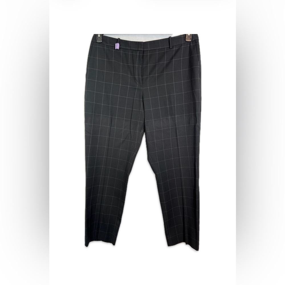 DKNY Women’s Crop Pants Size Large Black and White Grid Pattern Zipper Front